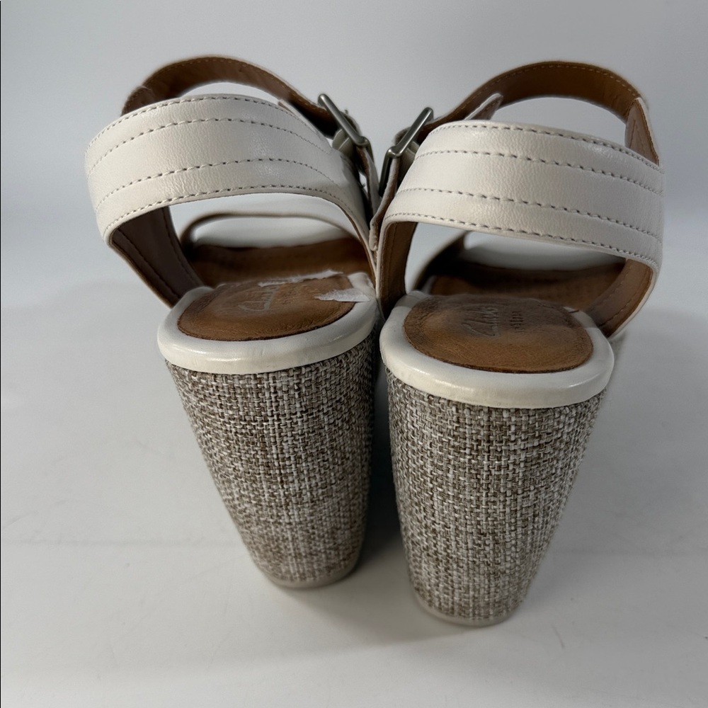 White Clarks Platform Sandals with Buckle size 7 - Picture 5 of 9